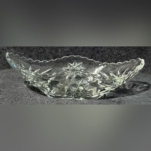 Vintage Anchor Hocking Early American Prescut Glass Serving Boat.